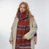 Cross-border scarf wholesale e-commerce live-streaming supply chain, retro two-color striped plush scarf Item Picture